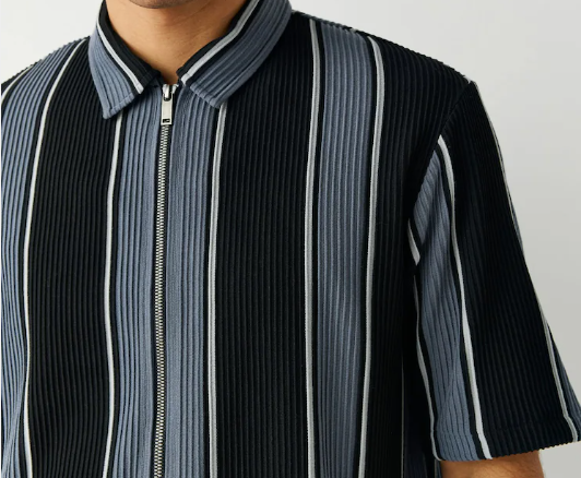 Striped mens knit polo sample